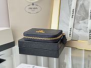 Prada Saffiano Leather Giada Turquoise Small Zip Cardholder Wallet Dark Blue - 5