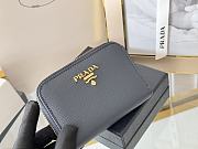 Prada Saffiano Leather Giada Turquoise Small Zip Cardholder Wallet Dark Blue - 3