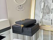 Prada Saffiano Leather Giada Turquoise Small Zip Cardholder Wallet Dark Blue - 2
