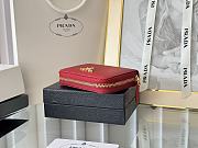 Prada Saffiano Leather Giada Turquoise Small Zip Cardholder Wallet Red - 3