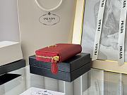 Prada Saffiano Leather Giada Turquoise Small Zip Cardholder Wallet Red - 2