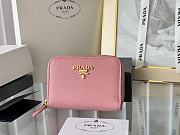 Prada Saffiano Leather Giada Turquoise Small Zip Cardholder Wallet Pink - 6