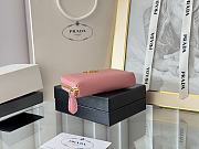 Prada Saffiano Leather Giada Turquoise Small Zip Cardholder Wallet Pink - 5
