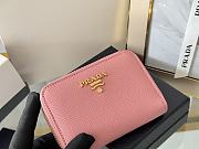Prada Saffiano Leather Giada Turquoise Small Zip Cardholder Wallet Pink - 4