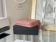 Prada Saffiano Leather Giada Turquoise Small Zip Cardholder Wallet Pink - 2