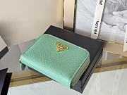 Prada Saffiano Leather Giada Turquoise Small Zip Cardholder Wallet Green - 5