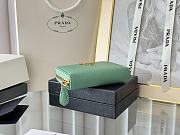 Prada Saffiano Leather Giada Turquoise Small Zip Cardholder Wallet Green - 3
