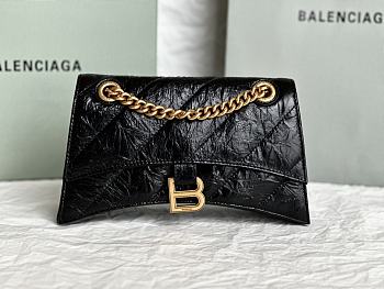 Balenciaga Crush Chain Bag Small crushed calfskin aged-gold hardware in black