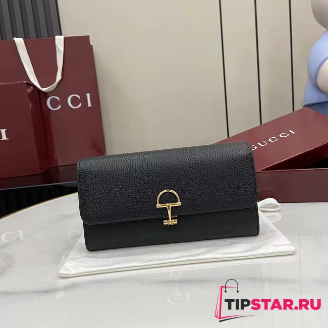 Gucci Softbit continental wallet grainy leather in black - 1