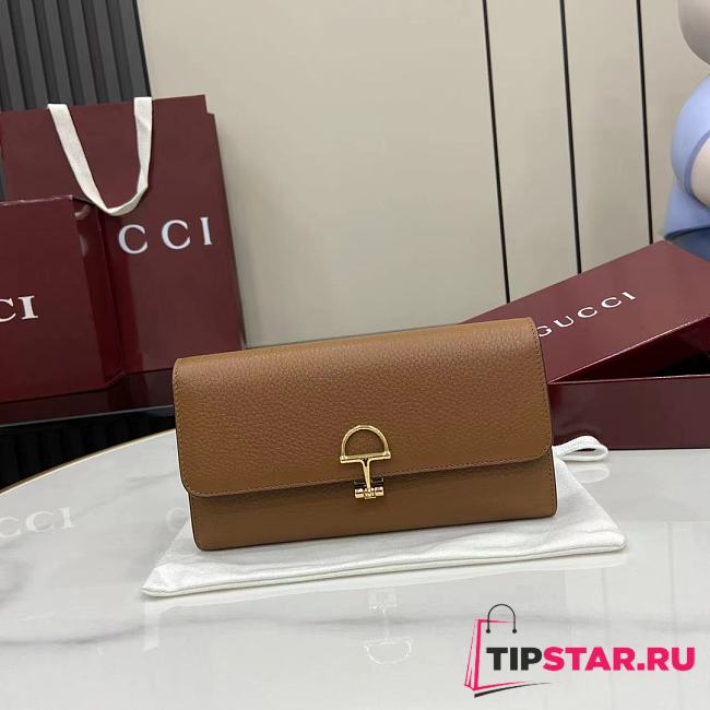 Gucci Softbit continental wallet grainy leather in brown - 1