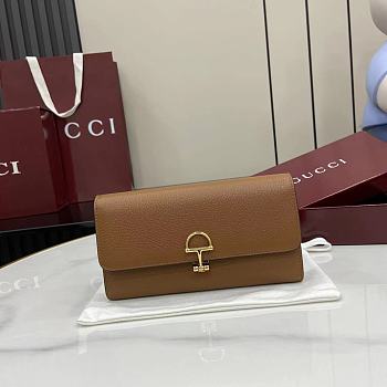 Gucci Softbit continental wallet grainy leather in brown