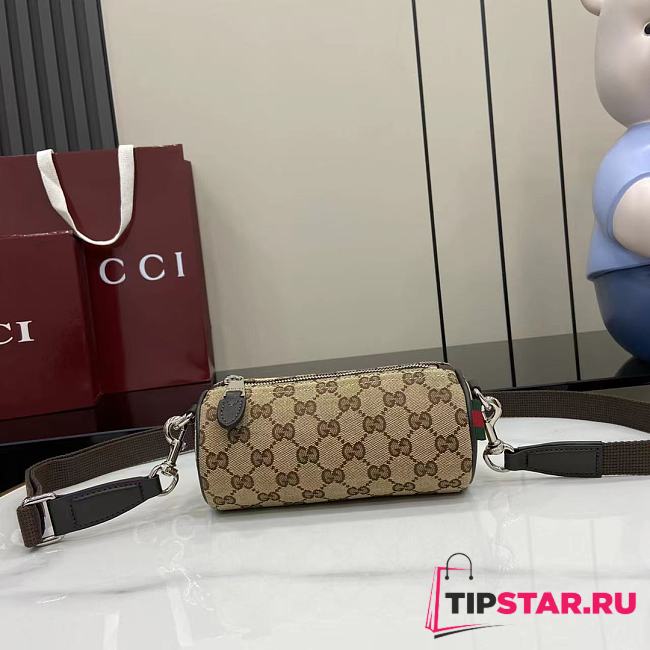 Gucci GG canvas mini cylinder bag in beige - 1
