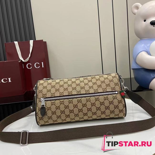Gucci GG canvas small cylinder bag in beige - 1