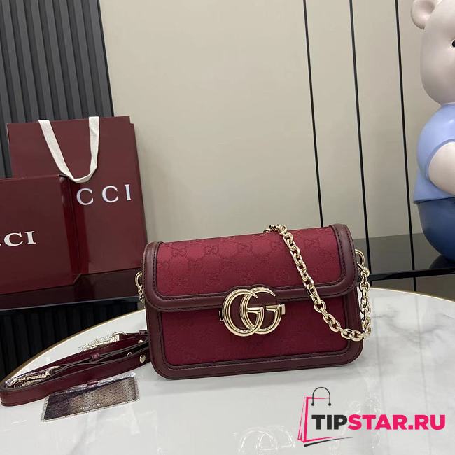 Gucci Go small shoulder bag Rosso Ancora red GG canvas - 1