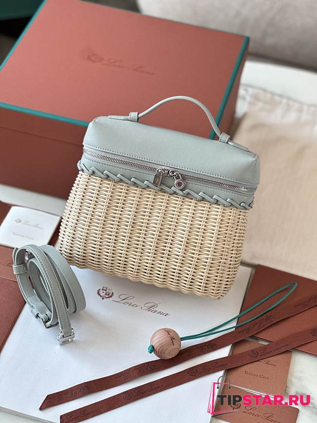 Loro Piana Extra Pocket L19 North-South wicker Malt/Eucalyptus/Antique Silver - 1