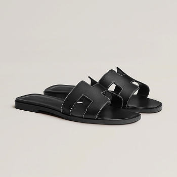Hermes Oran Sandals In Black Color