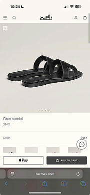 Hermes Oran Sandals In Black Color - 6