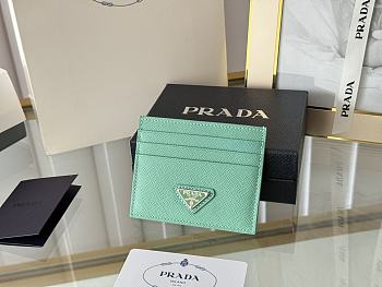 Prada Fiery Saffiano Leather Card Holder In Green