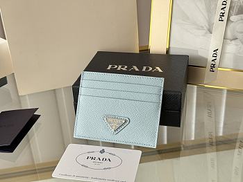 Prada Fiery Saffiano Leather Card Holder In Blue