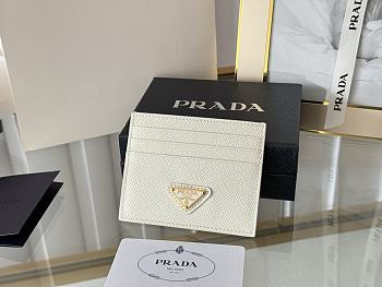 Prada Fiery Saffiano Leather Card Holder In White