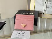 Prada Fiery Saffiano Leather Card Holder In Pink - 1