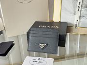 Prada Fiery Saffiano Leather Card Holder In Silver-Black - 1