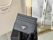 Prada Fiery Saffiano Leather Card Holder In Silver-Black - 6