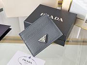 Prada Fiery Saffiano Leather Card Holder In Silver-Black - 3
