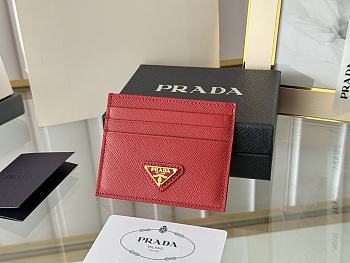 Prada Fiery Saffiano Leather Card Holder In Red