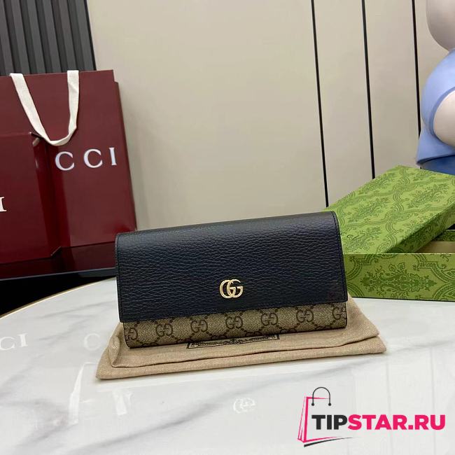 Gucci GG Marmont bi-colour continental wallet in black - 1