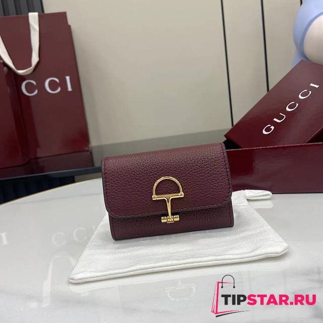 Gucci Softbit card case Gold-toned hardware in burgundy - 1
