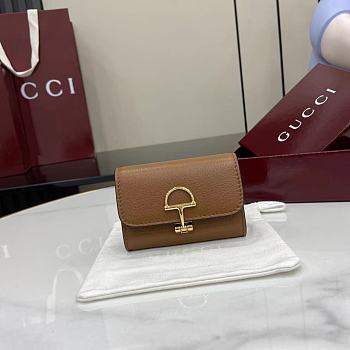 Gucci Softbit card case Gold-toned hardware in brown