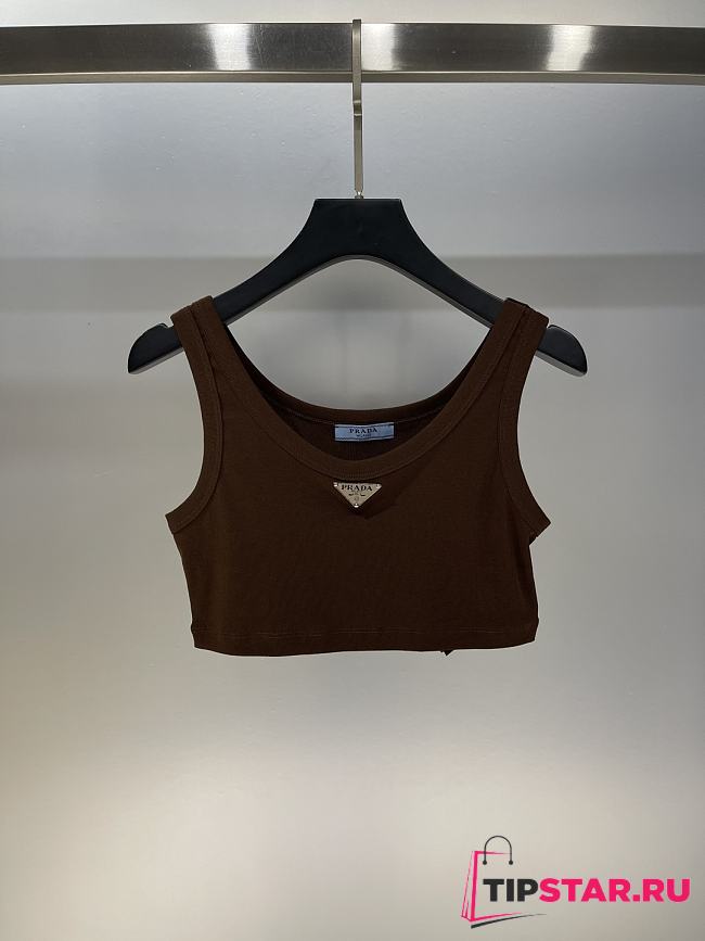 Prada Tank Top Croptop In Brown - 1