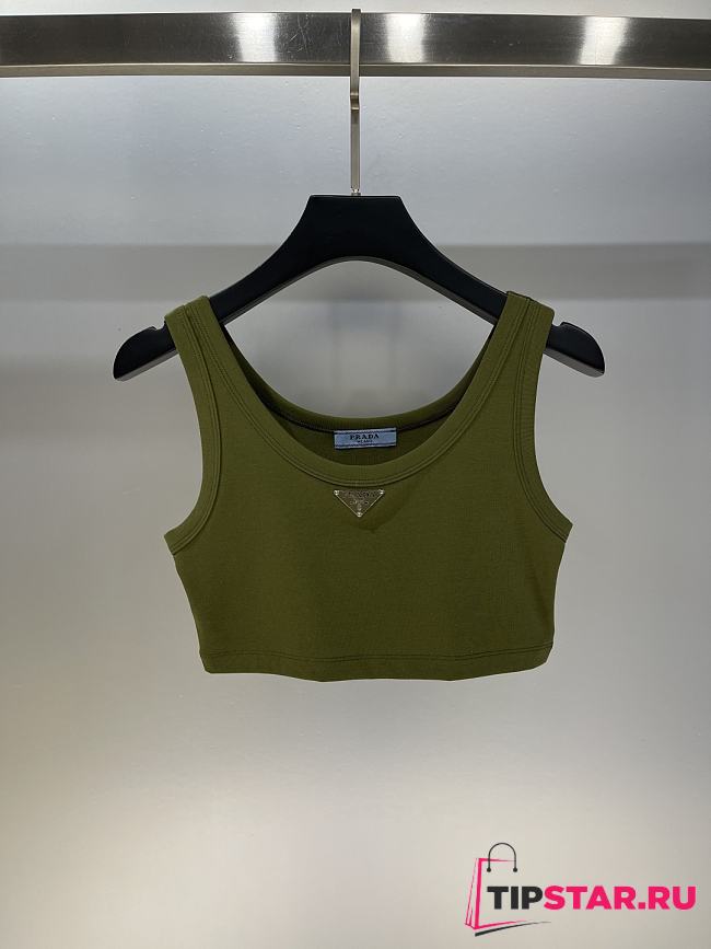 Prada Tank Top Croptop In Dark Green - 1