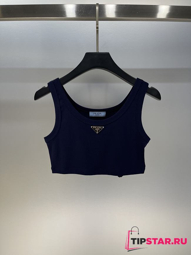Prada Tank Top Croptop In Dark Blue - 1
