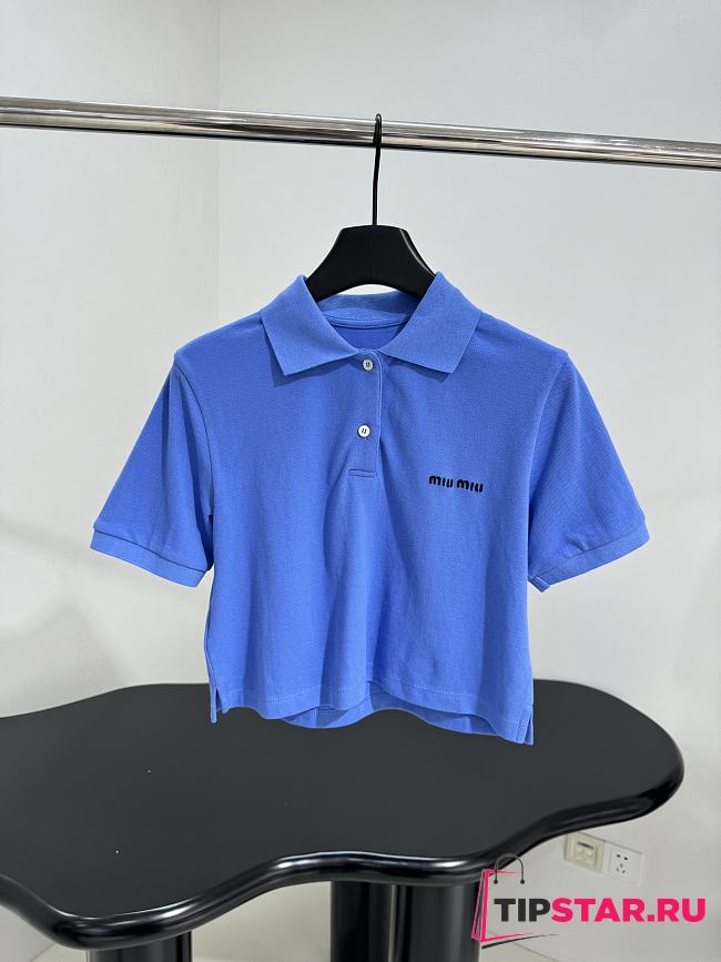 Miumiu Polo Shirt In Blue - 1