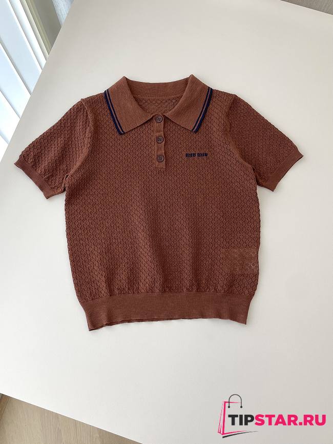 Miumiu Polo Shirt A6320 In Brown - 1