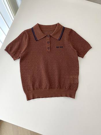 Miumiu Polo Shirt A6320 In Brown