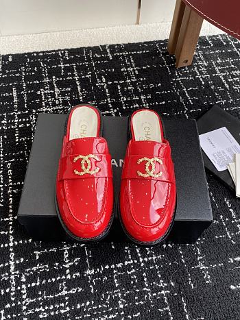 Chanel Moccasins Shiny wrinkled calfskin in red