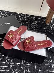 Chanel Red CC logo Turnlock Mules Slides Sandals - 6