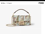 Fendi Baguette Mini Canvas bag with multicolour FF embroidery - 3