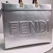 Fendi Vitello Catalan Mirror Plexiglass Logo Embossed Medium In Silver - 5