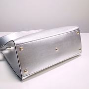 Fendi Vitello Catalan Mirror Plexiglass Logo Embossed Medium In Silver - 3