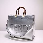 Fendi Vitello Catalan Mirror Plexiglass Logo Embossed Medium In Silver - 2