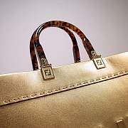 Fendi Vitello Catalan Mirror Plexiglass Logo Embossed Medium In Gold - 6