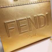 Fendi Vitello Catalan Mirror Plexiglass Logo Embossed Medium In Gold - 3