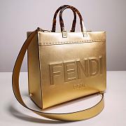Fendi Vitello Catalan Mirror Plexiglass Logo Embossed Medium In Gold - 2