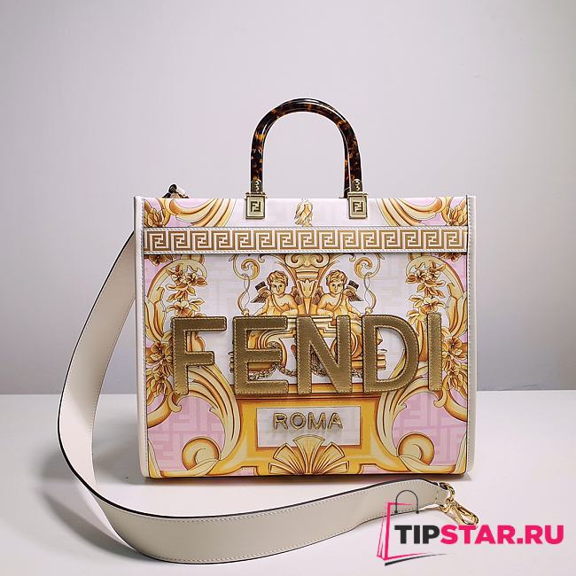 FENDI X VERSACE Calfskin Plexiglass Fendace FF Baroque Print In Pink - 1