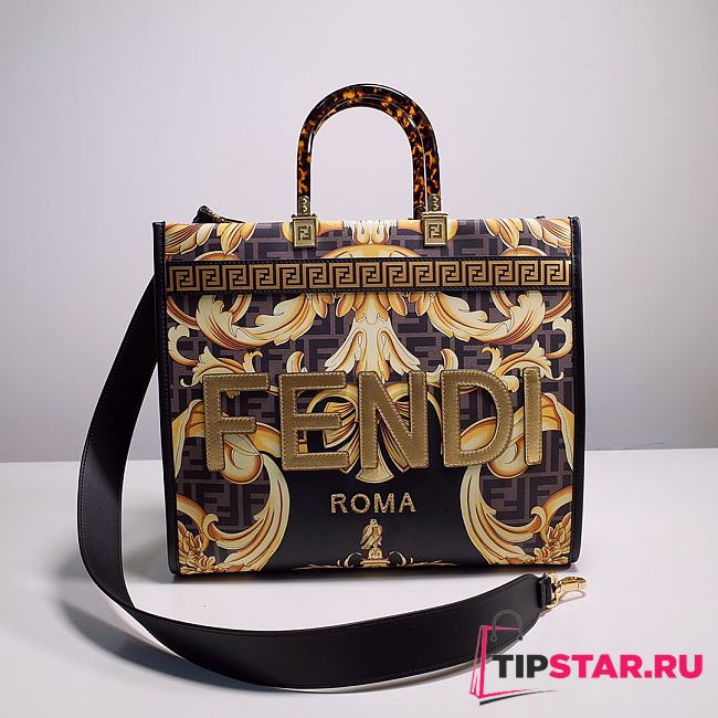 FENDI X VERSACE Calfskin Plexiglass Fendace FF Baroque Print - 1