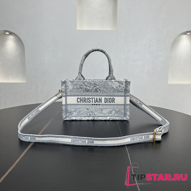 Dior Mini Book Tote In Gray - 1